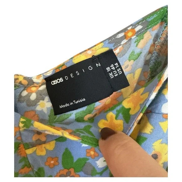 ASOS Floral Long Sleeve Mini Dress size 14 - Picture 4 of 5